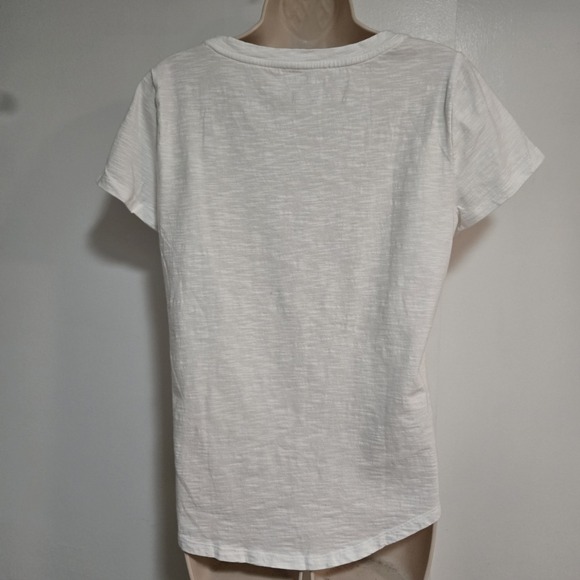 Talbots Size M White Cotton French Bulldog On Island Time Beach Tee T-shirt - Picture 6 of 7